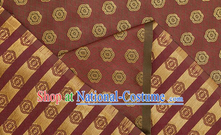 China Traditional Cheongsam Fabric Classical Plum Blossom Pattern Brownish Red Brocade Tang Suit Silk Damask Jacquard Tapestry