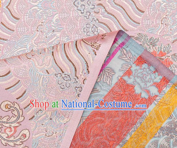 China Tang Suit Damask Classical Phoenix Peony Pattern Tapestry Traditional Hanfu Silk Fabric Wedding Dress Pink Brocade