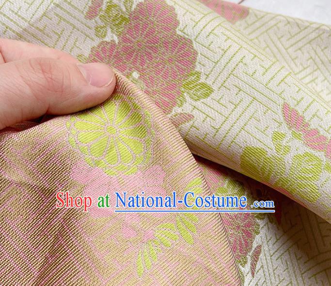 China Tang Suit Damask Classical Chrysanthemum Pattern Tapestry Traditional Hanfu Silk Fabric Qipao Dress Beige Song Brocade