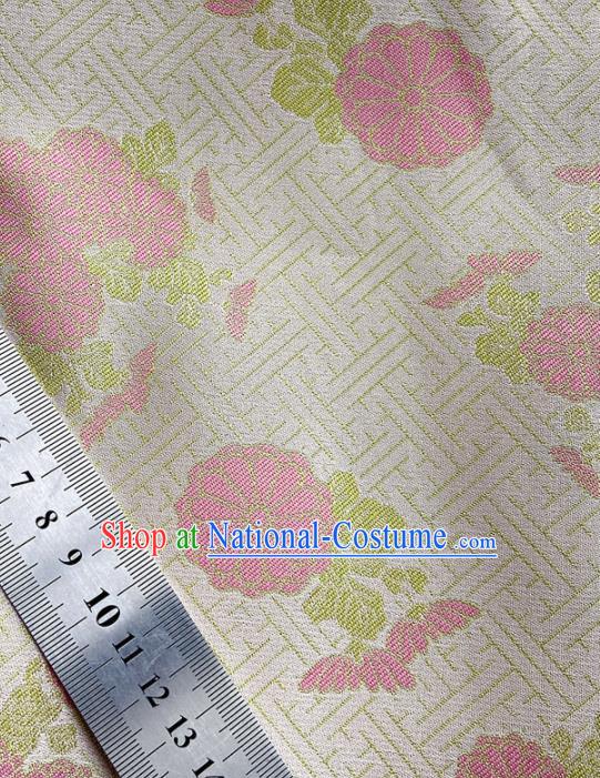 China Tang Suit Damask Classical Chrysanthemum Pattern Tapestry Traditional Hanfu Silk Fabric Qipao Dress Beige Song Brocade