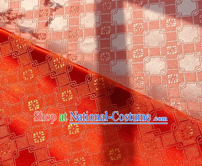 China Classical Rhombus Pattern Satin Tapestry Traditional Hanfu Silk Fabric Wedding Dress Red Brocade Tang Suit Damask