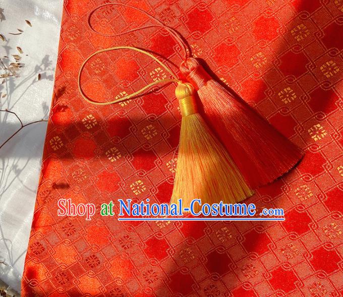 China Classical Rhombus Pattern Satin Tapestry Traditional Hanfu Silk Fabric Wedding Dress Red Brocade Tang Suit Damask