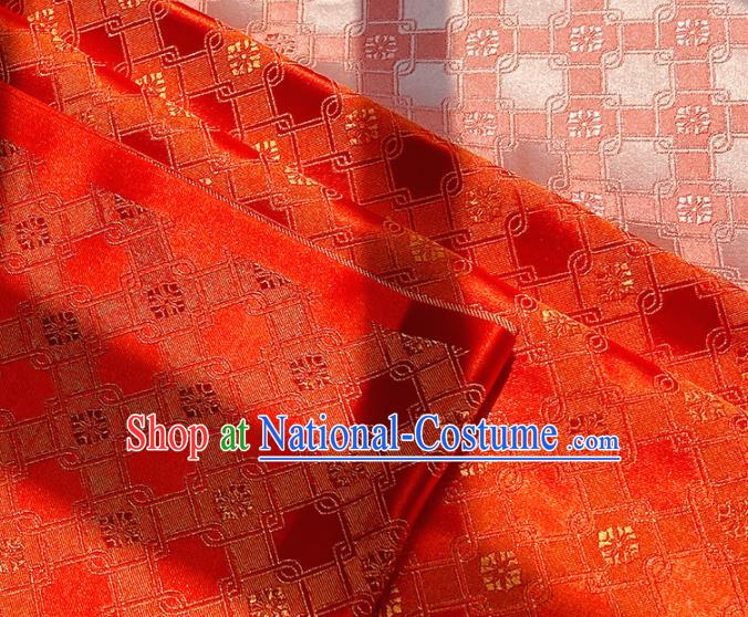 China Classical Rhombus Pattern Satin Tapestry Traditional Hanfu Silk Fabric Wedding Dress Red Brocade Tang Suit Damask