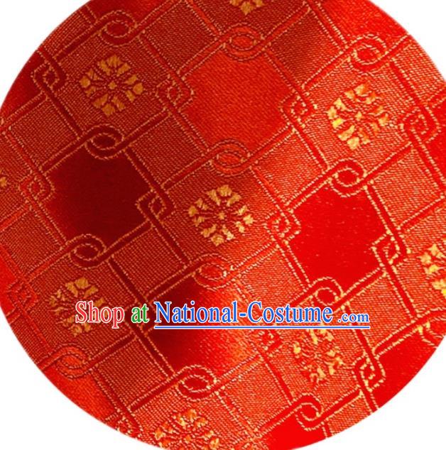 China Classical Rhombus Pattern Satin Tapestry Traditional Hanfu Silk Fabric Wedding Dress Red Brocade Tang Suit Damask