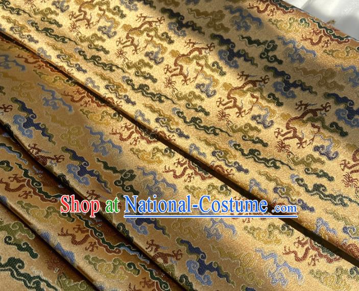 China Tibetan Robe Yellow Song Brocade Tang Suit Damask Classical Cloud Pattern Satin Tapestry Traditional Hanfu Silk Fabric