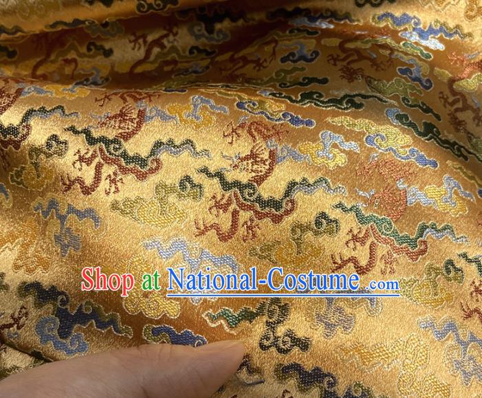 China Tibetan Robe Yellow Song Brocade Tang Suit Damask Classical Cloud Pattern Satin Tapestry Traditional Hanfu Silk Fabric