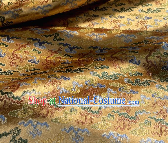 China Tibetan Robe Yellow Song Brocade Tang Suit Damask Classical Cloud Pattern Satin Tapestry Traditional Hanfu Silk Fabric