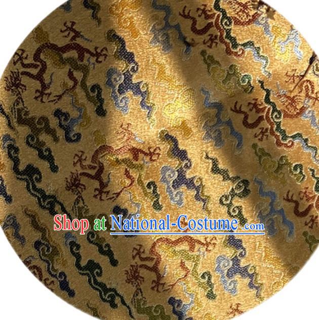 China Tibetan Robe Yellow Song Brocade Tang Suit Damask Classical Cloud Pattern Satin Tapestry Traditional Hanfu Silk Fabric