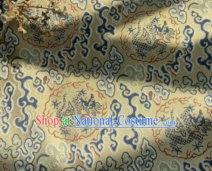 China Traditional Hanfu Silk Fabric Tibetan Robe Yellow Song Brocade Tang Suit Damask Classical Dragon Pattern Satin Tapestry