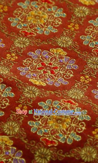 China Classical Fairworks Pattern Satin Tapestry Traditional Hanfu Silk Fabric Wedding Dress Jacquard Red Brocade Tang Suit Damask