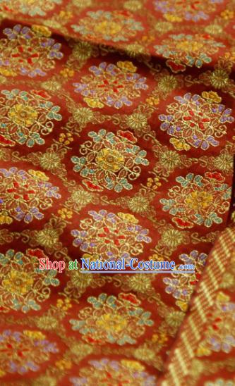 China Classical Fairworks Pattern Satin Tapestry Traditional Hanfu Silk Fabric Wedding Dress Jacquard Red Brocade Tang Suit Damask