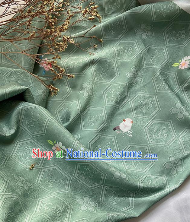 China Tang Suit Damask Classical Hexagon Pattern Satin Tapestry Traditional Hanfu Dress Silk Fabric Jacquard Light Green Brocade