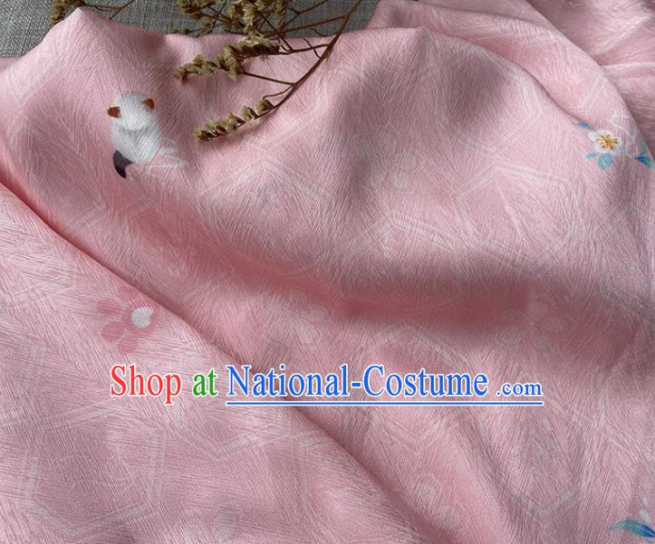 China Traditional Hanfu Dress Silk Fabric Jacquard Pink Brocade Tang Suit Damask Classical Hexagon Pattern Satin Tapestry