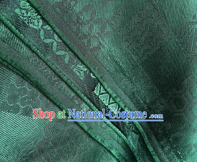 China Classical Plum Bamboo Pattern Tapestry Traditional Cheongsam Silk Fabric Jacquard Atrovirens Brocade Tang Suit Satin Damask