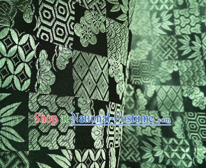 China Classical Plum Bamboo Pattern Tapestry Traditional Cheongsam Silk Fabric Jacquard Atrovirens Brocade Tang Suit Satin Damask