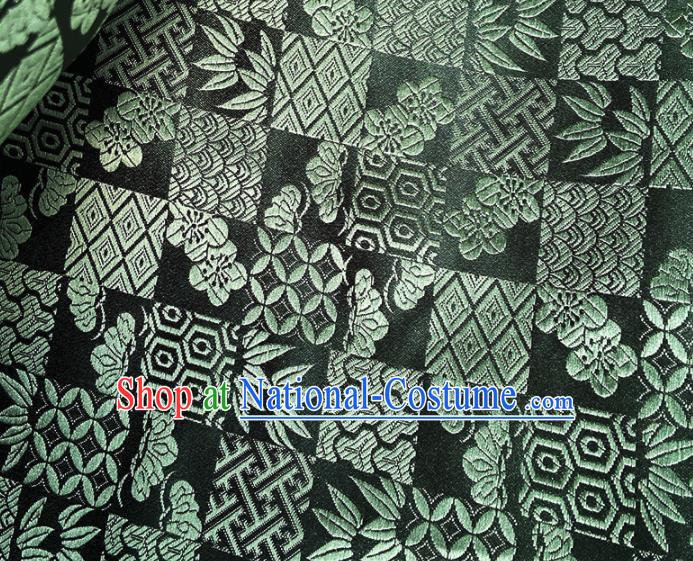 China Classical Plum Bamboo Pattern Tapestry Traditional Cheongsam Silk Fabric Jacquard Atrovirens Brocade Tang Suit Satin Damask