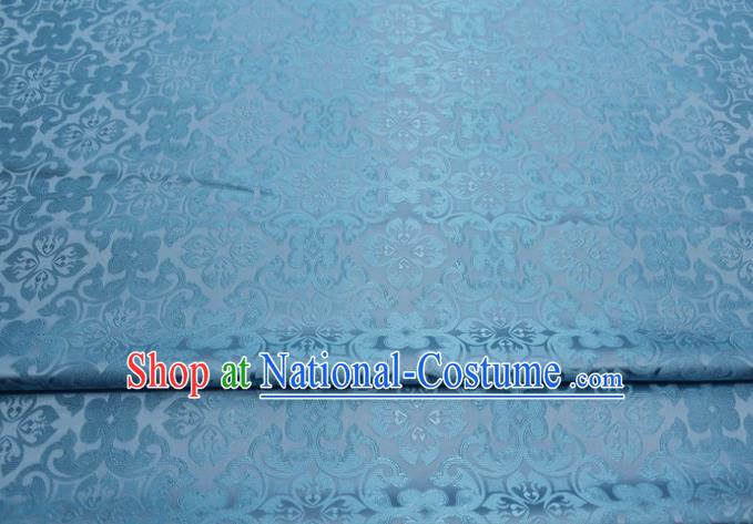 China Traditional Silk Fabric Tang Suit Jacquard Light Blue Brocade Classical Plum Pattern Satin Damask Cheongsam Tapestry Material