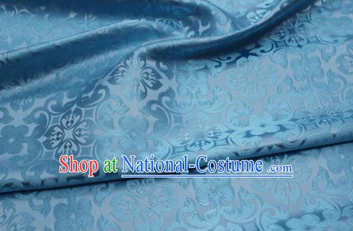 China Traditional Silk Fabric Tang Suit Jacquard Light Blue Brocade Classical Plum Pattern Satin Damask Cheongsam Tapestry Material