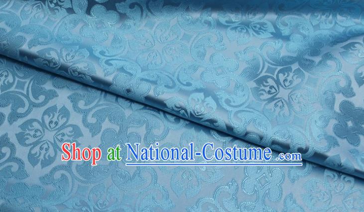 China Traditional Silk Fabric Tang Suit Jacquard Light Blue Brocade Classical Plum Pattern Satin Damask Cheongsam Tapestry Material