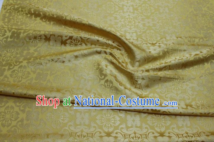 China Classical Plum Pattern Cheongsam Tapestry Yellow Satin Damask Traditional Silk Fabric Tang Suit Jacquard Brocade Material