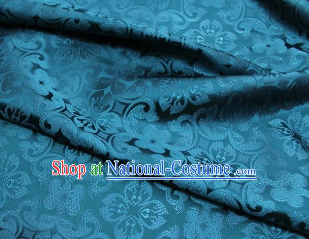 China Lake Blue Satin Damask Traditional Silk Fabric Tang Suit Jacquard Brocade Material Classical Plum Pattern Cheongsam Tapestry