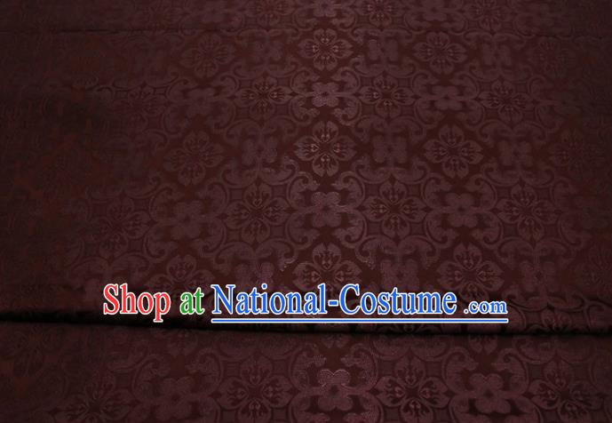 China Tang Suit Brownish Red Satin Damask Traditional Plum Pattern Silk Fabric Jacquard Brocade Material Classical Cheongsam Tapestry