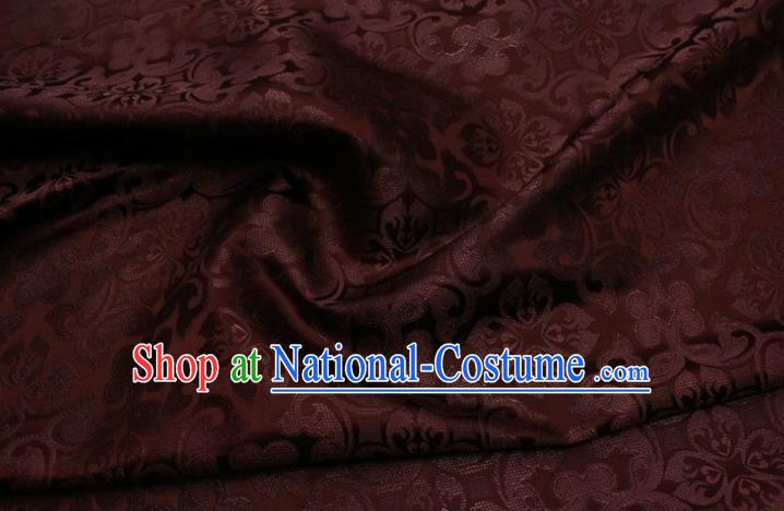 China Tang Suit Brownish Red Satin Damask Traditional Plum Pattern Silk Fabric Jacquard Brocade Material Classical Cheongsam Tapestry