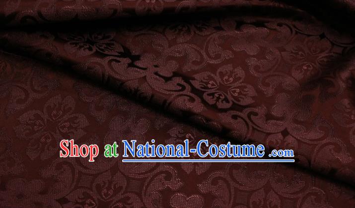 China Tang Suit Brownish Red Satin Damask Traditional Plum Pattern Silk Fabric Jacquard Brocade Material Classical Cheongsam Tapestry