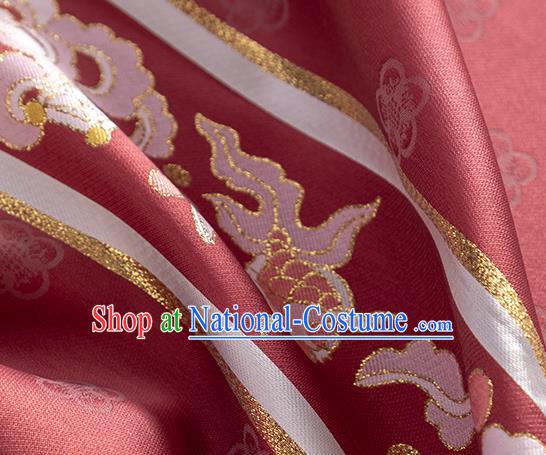 Asian Chinese Traditional Lantern Pattern Satin Drapery Ming Dynasty Wine Red Tapestry Fabric Hanfu Dress Jacquard Brocade