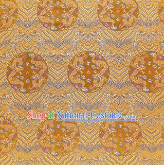 China Jacquard Yellow Brocade Material Classical Cheongsam Tapestry Tang Suit Satin Damask Traditional Wave Dragon Pattern Silk Fabric