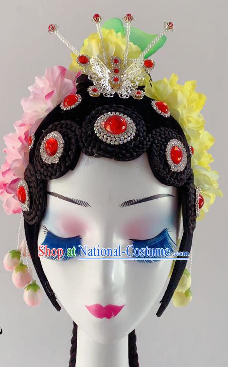 Chinese Classical Dance Hair Accessories Peking Opera Diva Wigs Headwear Woman Stage Performance Hairpieces