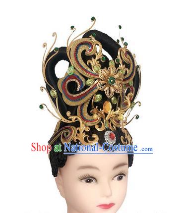 China Dai Nationality Dance Headwear Minority Peacock Dance Headpieces Yunnan Ethnic Woman Performance Hair Accessories