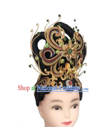 China Dai Nationality Dance Headwear Minority Peacock Dance Headpieces Yunnan Ethnic Woman Performance Hair Accessories