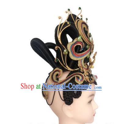 China Dai Nationality Dance Headwear Minority Peacock Dance Headpieces Yunnan Ethnic Woman Performance Hair Accessories