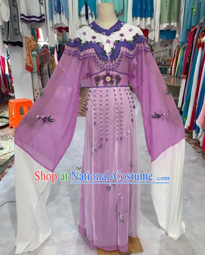 China Peking Opera Hua Tan Clothing Ancient Palace Lady Garment Costume Shaoxing Opera Diva Purple Dress Outfits