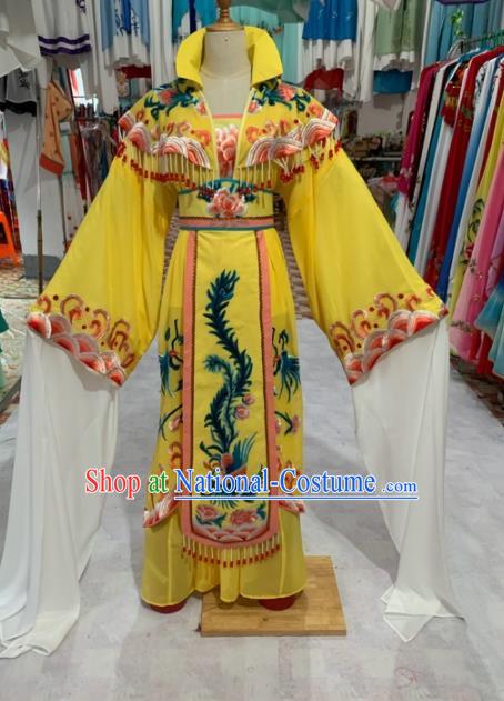 China Traditional Peking Opera Diva Clothing Ancient Empress Garment Costumes Huangmei Opera Queen Yellow Dress Outfits