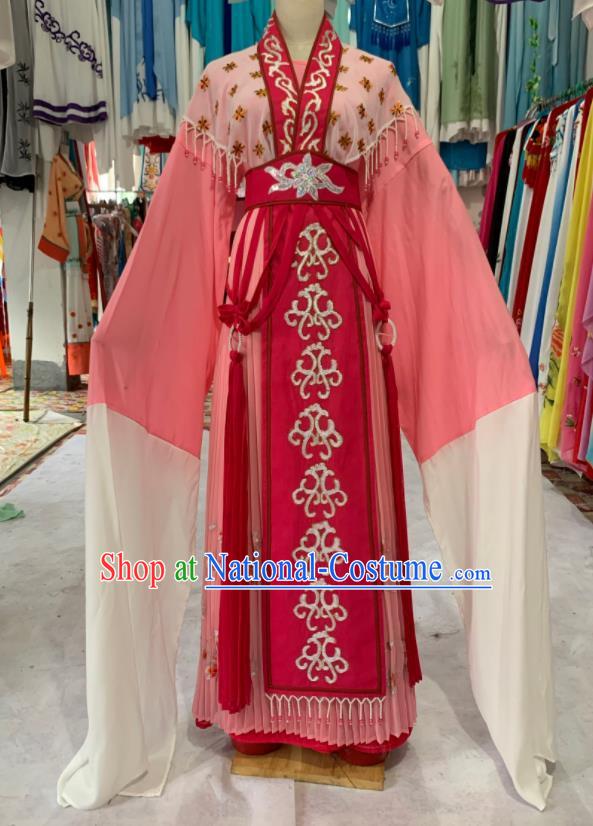 China Traditional Peking Opera Hua Tan Clothing Ancient Court Lady Garment Costumes Huangmei Opera Princess Pink Dress Outfits