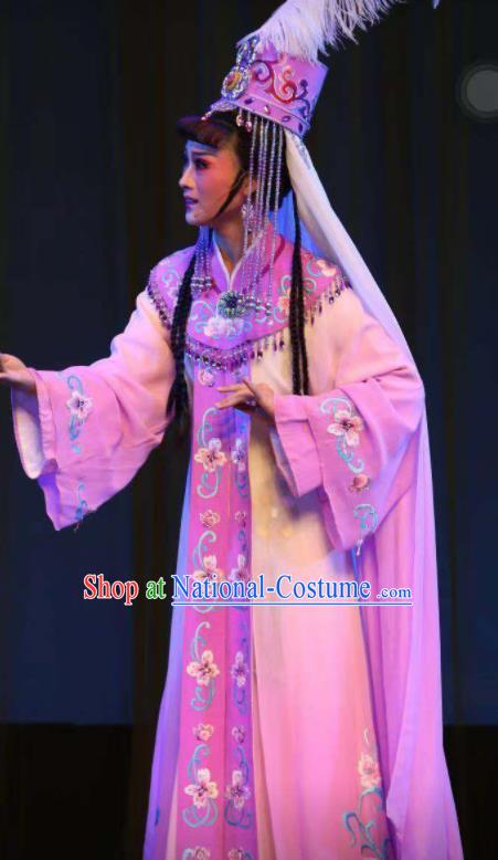 China Ancient Princess Garment Costumes Shaoxing Opera Diva Pink Dress Outfits Traditional Peking Opera Hua Tan Clothing