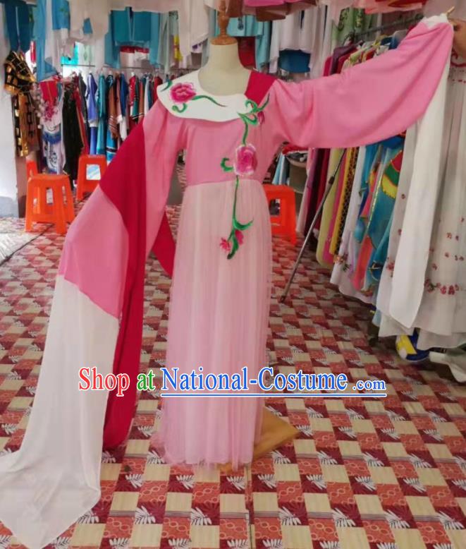 China Ancient Flower Fairy Garment Costumes Shaoxing Opera Goddess Pink Dress Outfits Traditional Peking Opera Actress Clothing