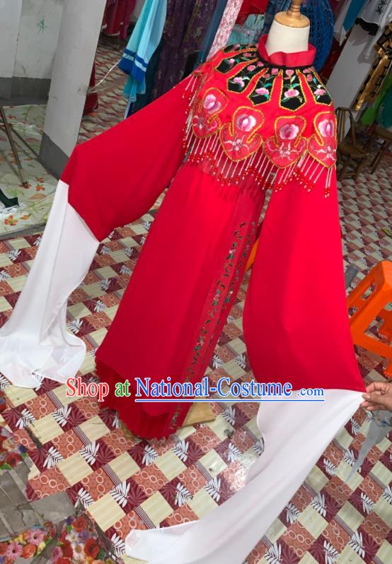 China Traditional Peking Opera Hua Tan Clothing Ancient Bride Garment Costume Shaoxing Opera Wedding Red Dress Outfits