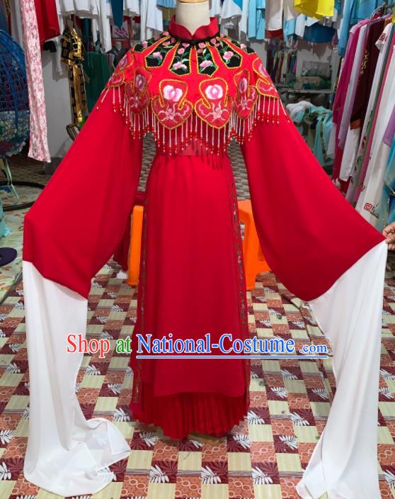 China Traditional Peking Opera Hua Tan Clothing Ancient Bride Garment Costume Shaoxing Opera Wedding Red Dress Outfits