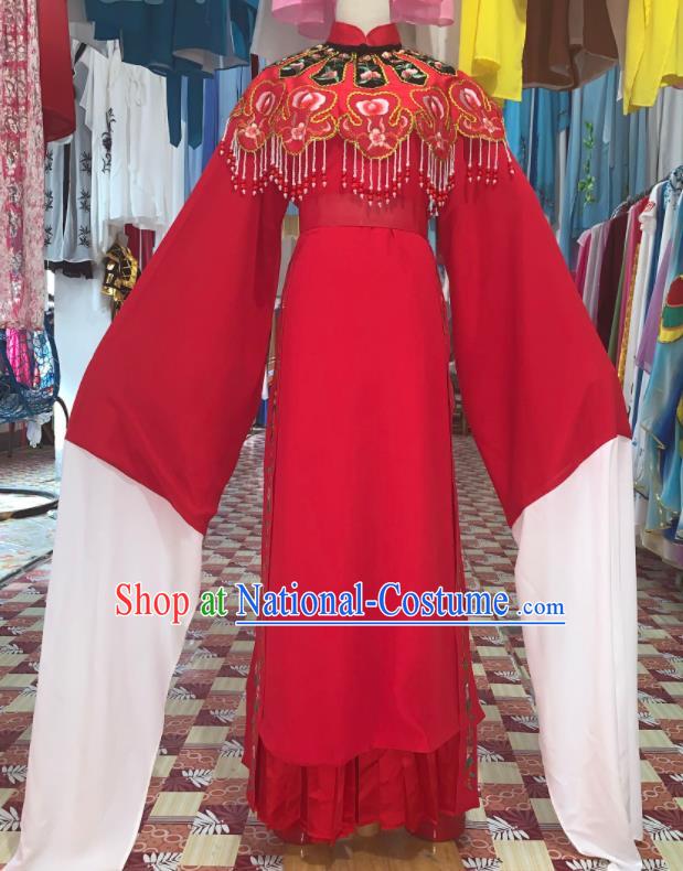 China Traditional Peking Opera Hua Tan Clothing Ancient Bride Garment Costume Shaoxing Opera Wedding Red Dress Outfits