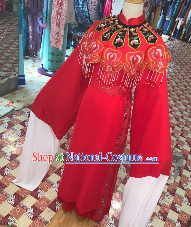 China Traditional Peking Opera Hua Tan Clothing Ancient Bride Garment Costume Shaoxing Opera Wedding Red Dress Outfits