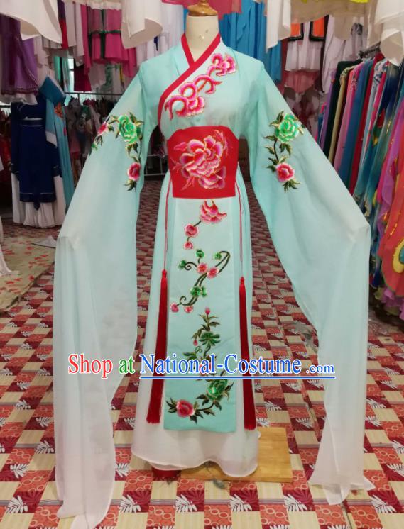 China Traditional Peking Opera Diva Clothing Ancient Fairy Garment Costumes Huangmei Opera Goddess Light Green Dress Outfits