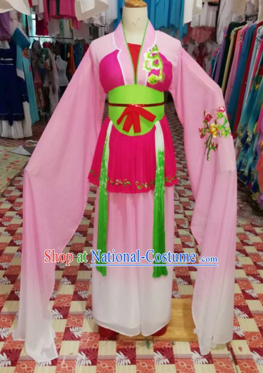 China Huangmei Opera Village Lady Pink Dress Outfits Traditional Peking Opera Diva Clothing Ancient Fairy Garment Costumes