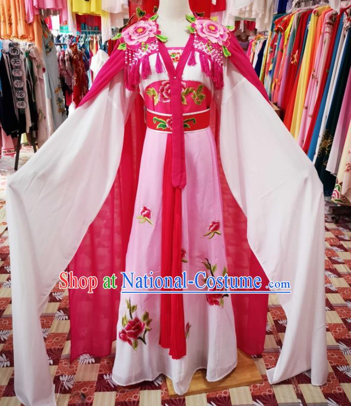 China Traditional Peking Opera Hua Tan Clothing Ancient Young Beauty Garment Costumes Shaoxing Opera Palace Lady Pink Dress Outfits