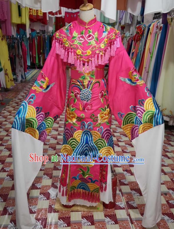 China Shaoxing Opera Princess Rosy Dress Outfits Traditional Peking Opera Diva Clothing Ancient Imperial Concubine Garment Costumes