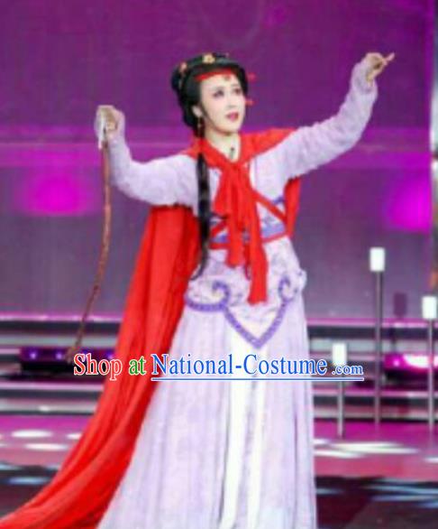 China Ancient Swordswoman Garment Costumes Shaoxing Opera Imperial Concubine Purple Dress Outfits Traditional Peking Opera Actress Clothing