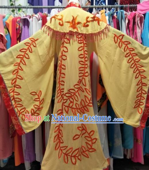 China Shaoxing Opera Princess Yellow Dress Outfits Traditional Peking Opera Actress Clothing Ancient Court Beauty Garment Costume