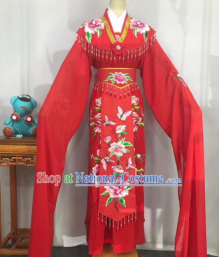 China Ancient Palace Princess Garment Costume Huangmei Opera Imperial Consort Red Dress Outfits Traditional Peking Opera Actress Clothing